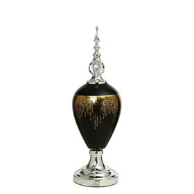 Vitale 54 cm AK.JE0010 Amber Silver Kapaklı Vazo