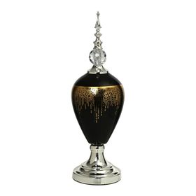 Vitale 54 cm AK.JE0010 Amber Silver Kapaklı Vazo