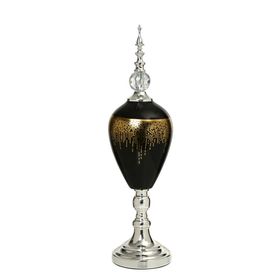 Vitale 60 cm AK.JE0009 Amber Silver Kapaklı Vazo
