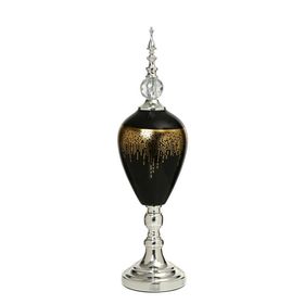 Vitale 60 cm AK.JE0009 Amber Silver Kapaklı Vazo