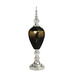 Vitale 60 cm AK.JE0009 Amber Silver Kapaklı Vazo