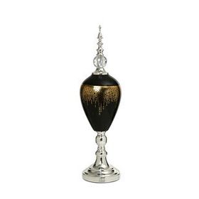 Vitale 60 cm AK.JE0009 Amber Silver Kapaklı Vazo