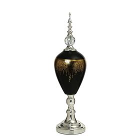 Vitale 60 cm AK.JE0009 Amber Silver Kapaklı Vazo