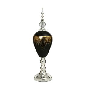Vitale 60 cm AK.JE0009 Amber Silver Kapaklı Vazo