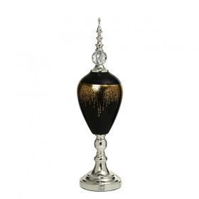 Vitale 60 cm AK.JE0009 Amber Silver Kapaklı Vazo