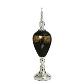 Vitale 60 cm AK.JE0009 Amber Silver Kapaklı Vazo