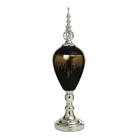 Vitale 60 cm AK.JE0009 Amber Silver Kapaklı Vazo
