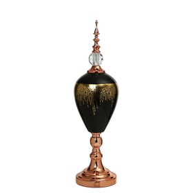 Vitale 60 cm AK.JE0011 Amber Bronz Kapaklı Vazo