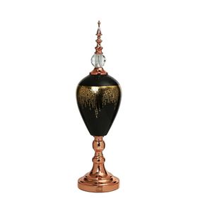 Vitale 60 cm AK.JE0011 Amber Bronz Kapaklı Vazo