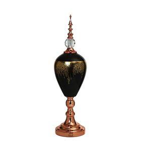 Vitale 60 cm AK.JE0011 Amber Bronz Kapaklı Vazo
