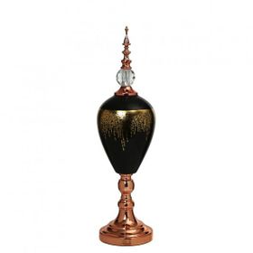 Vitale 60 cm AK.JE0011 Amber Bronz Kapaklı Vazo