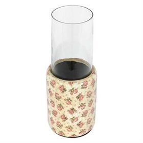 Vitale AK.FQ0015 Şiva Çiçek Desenli Silindir 12x18 cm Mumluk