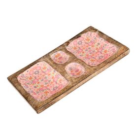 Vitale AK.FQ0021-P Pembe Çiçek Desenli Dekoratif Tepsi