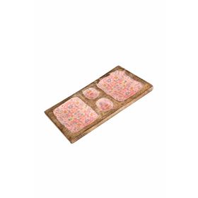 Vitale AK.FQ0021-P Pembe Çiçek Desenli Dekoratif Tepsi