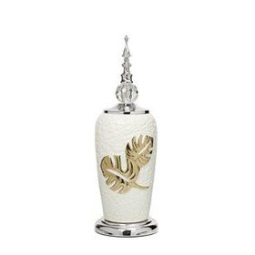 Vitale AK.JE0168 Silver Beyaz Kapaklı Uzun Vazo