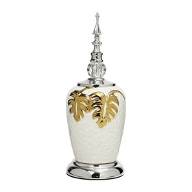 Vitale AK.JE0169 Silver Beyaz Kapaklı Uzun Vazo