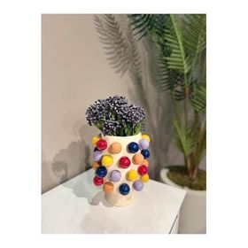 Vitale AK.KD0012 Seramik Puantiyeli 19x19x24 cm Küçük Vazo
