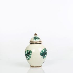 Vitale AK.NRH0088 Yeşil 21 cm Yaprak Desenli Şah Küp