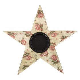 Vitale Şiva Çiçek Desenli Krem Yıldız Tealight Obje