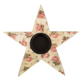 Vitale Şiva Çiçek Desenli Krem Yıldız Tealight Obje