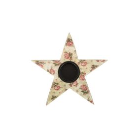 Vitale Şiva Çiçek Desenli Krem Yıldız Tealight Obje
