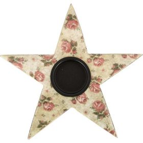 Vitale Şiva Çiçek Desenli Krem Yıldız Tealight Obje