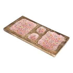 Vitale Şiva Çiçek Desenli Pembe Tepsi
