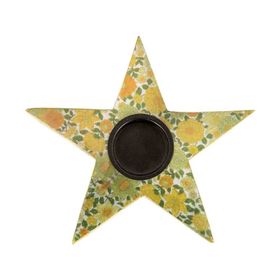 Vitale Şiva Çiçek Desenli Yeşil Yıldız Tealight Obje