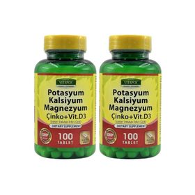 Vitapol Potasyum Kalsiyum Magnezyum Çinko Vitamin D3 100 Tablet