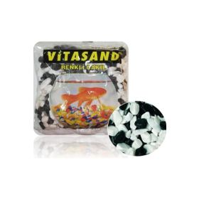 Vitasand REF-182 350 gr Yıkanmış Bakteriden Dezenfekteli Siyah Beyaz Fanus Çakılı
