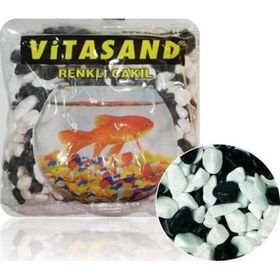 Vitasand REF-182 350 gr Yıkanmış Bakteriden Dezenfekteli Siyah Beyaz Fanus Çakılı