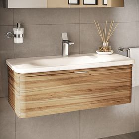 VitrA 56141 Nest Trendy Tek Çekmeceli 100 cm Hareli Doğal Ahşap Lavabo Dolabı