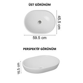 Vitra 5942B003-1082 Metropole 60 cm Tezgahaltı Lavabo