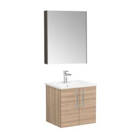 Vitra 60 cm Root Flat Doğal Meşe Kapaklı Banyo Dolabı Takımı