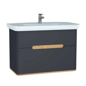 Vitra 60837 Sento 100 cm Mat Antrasit Çift Çekmeceli Lavabo Dolabı