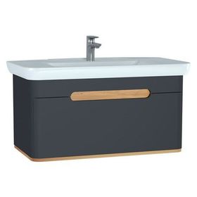 Vitra 60837 Sento 100 cm Mat Antrasit Çift Çekmeceli Lavabo Dolabı