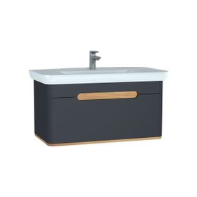 Vitra 60837 Sento 100 cm Mat Antrasit Çift Çekmeceli Lavabo Dolabı