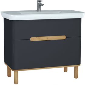 Vitra 60837 Sento 100 cm Mat Antrasit Çift Çekmeceli Lavabo Dolabı