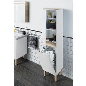 VitrA 60842 Sento Çamaşır Sepetli Ayaksız Sağ Mat Beyaz Boy Dolabı