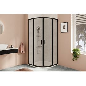 VitrA 65650002282 Sürgülü Oval 90 cm Mat Siyah Profil Duş Kabin