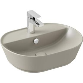 VitrA 7428b020-0001 55 cm Mat Bej Geo Oval Batarya Delikli Çanak Lavabo