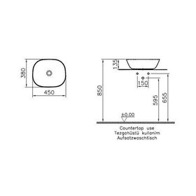 Vitra 7810B483-0016 Plural Kare Çanak Mat Siyah 45 cm Lavabo