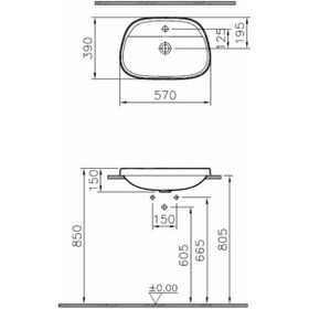 Vitra Frame 5696B483-0041 57 cm Mat Siyah Tezgah Üstü TV Lavabo