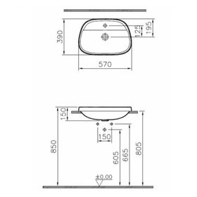 Vitra Frame 5696B483-0041 57 cm Mat Siyah Tezgah Üstü TV Lavabo