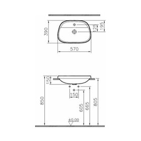 Vitra Frame 5696B483-0041 57 cm Mat Siyah Tezgah Üstü TV Lavabo