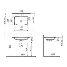 VitrA Metropole 57 cm Tezgah Altı Lavabo