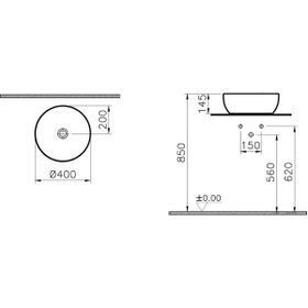 VitrA Outline 5992B401-0016 40 cm Mat Beyaz Yuvarlak Çanak Lavabo