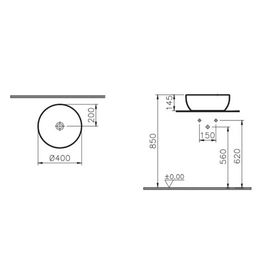 Vitra Outline 5992B420-0016 40 cm Mat bej Yuvarlak Çanak Lavabo