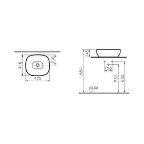 VitrA Outline 5994B401-0016 48 cm Mat Beyaz Kare Çanak Lavabo