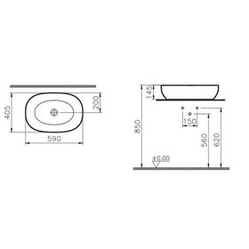 VitrA Outline 5995B401-0016 60 cm Mat Beyaz Oval Çanak Lavabo